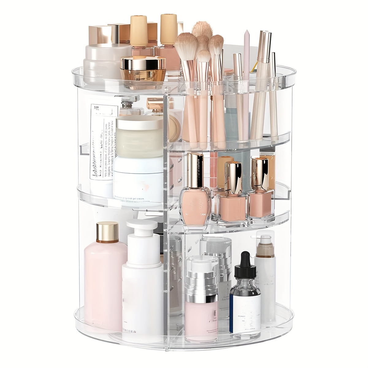 

360° Rotating Large Cosmetics Organizer: Plastic, , No Power Required