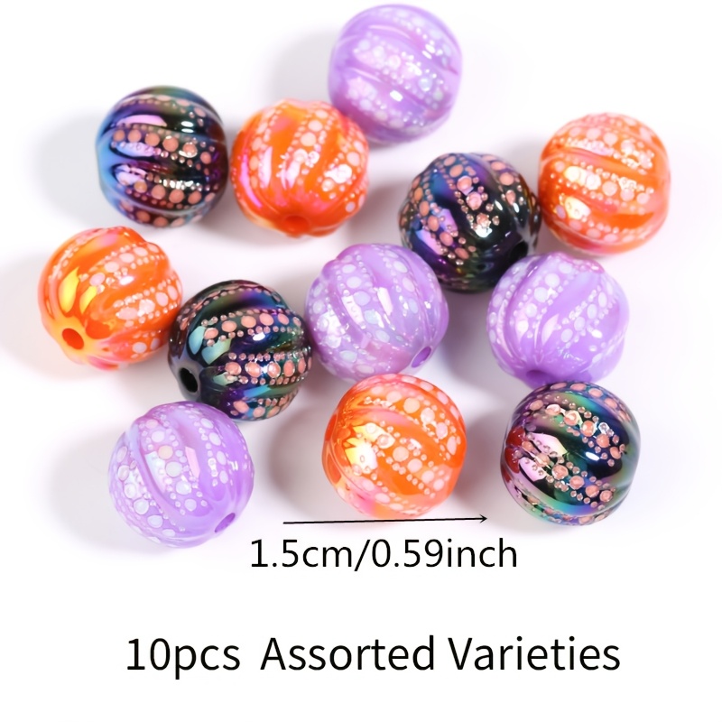 TEMU 15mm 10pcs Acrylic Colored Glossy Twisted Beads, Suitable For Necklace And Earring Making, Halloween Holiday Decoration Gifts, Glossy Bead