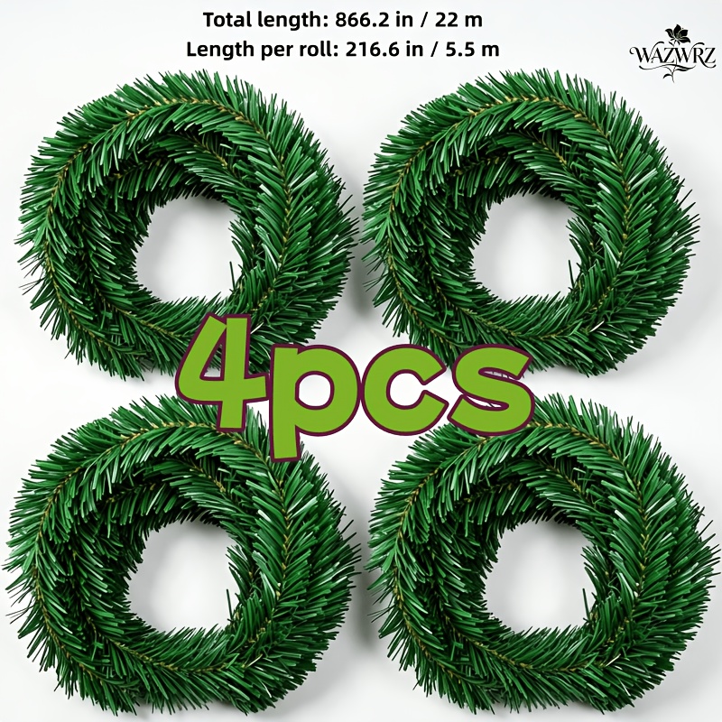 TEMU 4pcs Christmas Pine Needles Ivy Twigs, Total Length: 866 Inches. Christmas Decorations Hanging Festive Scene Arrangement, Christmas Table Decor,