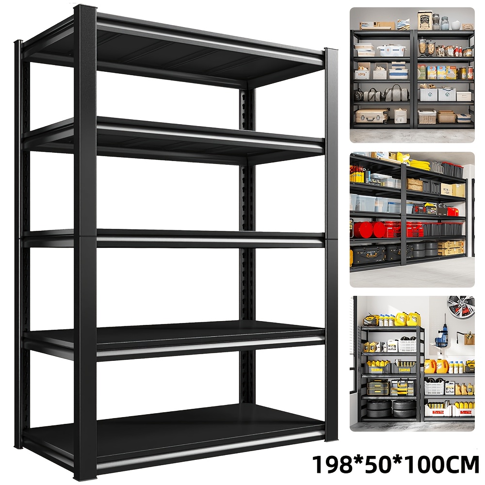 4 5 tier heavy duty   shelving unit suitable for warehouse workshop office boltless standing shelf with 3000 capacity per level multi tier storage rack for garage shed workshop organization no installation utility shelves