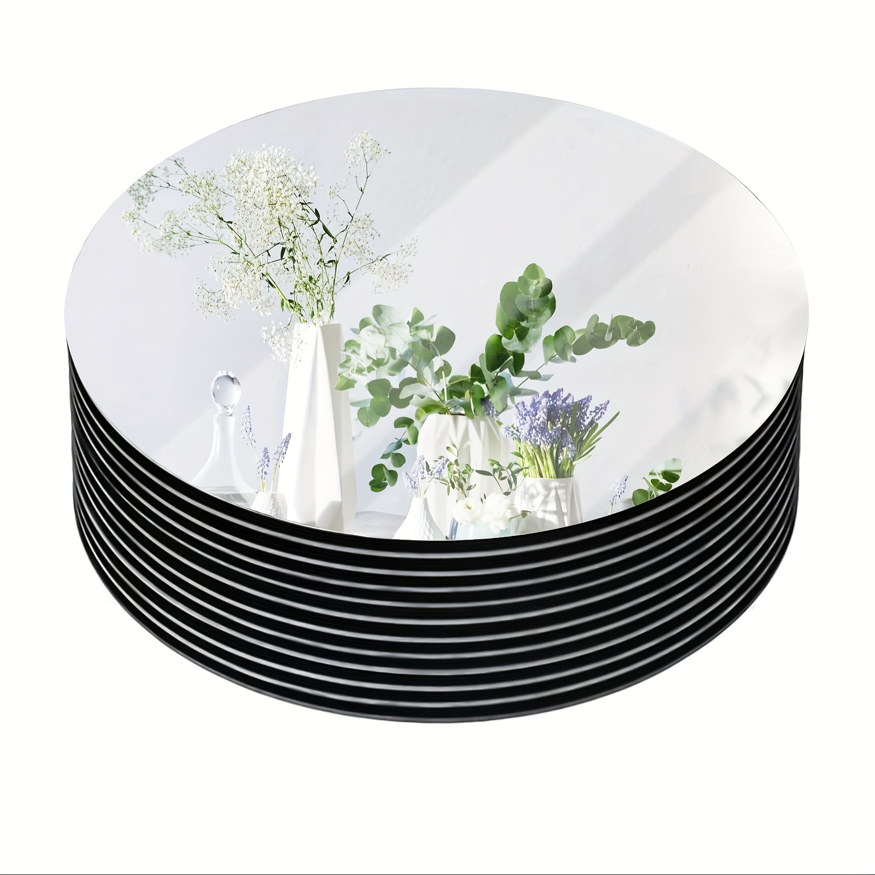 

8pcs 2mm Round Acrylic Mirror Centerpieces For Tables - Elegant Wedding, Shower & Holiday Decor With Black , Indoor Use, Horizontal Arrangement, Indoor Decorations | Elegant Mirror Design | Decor,