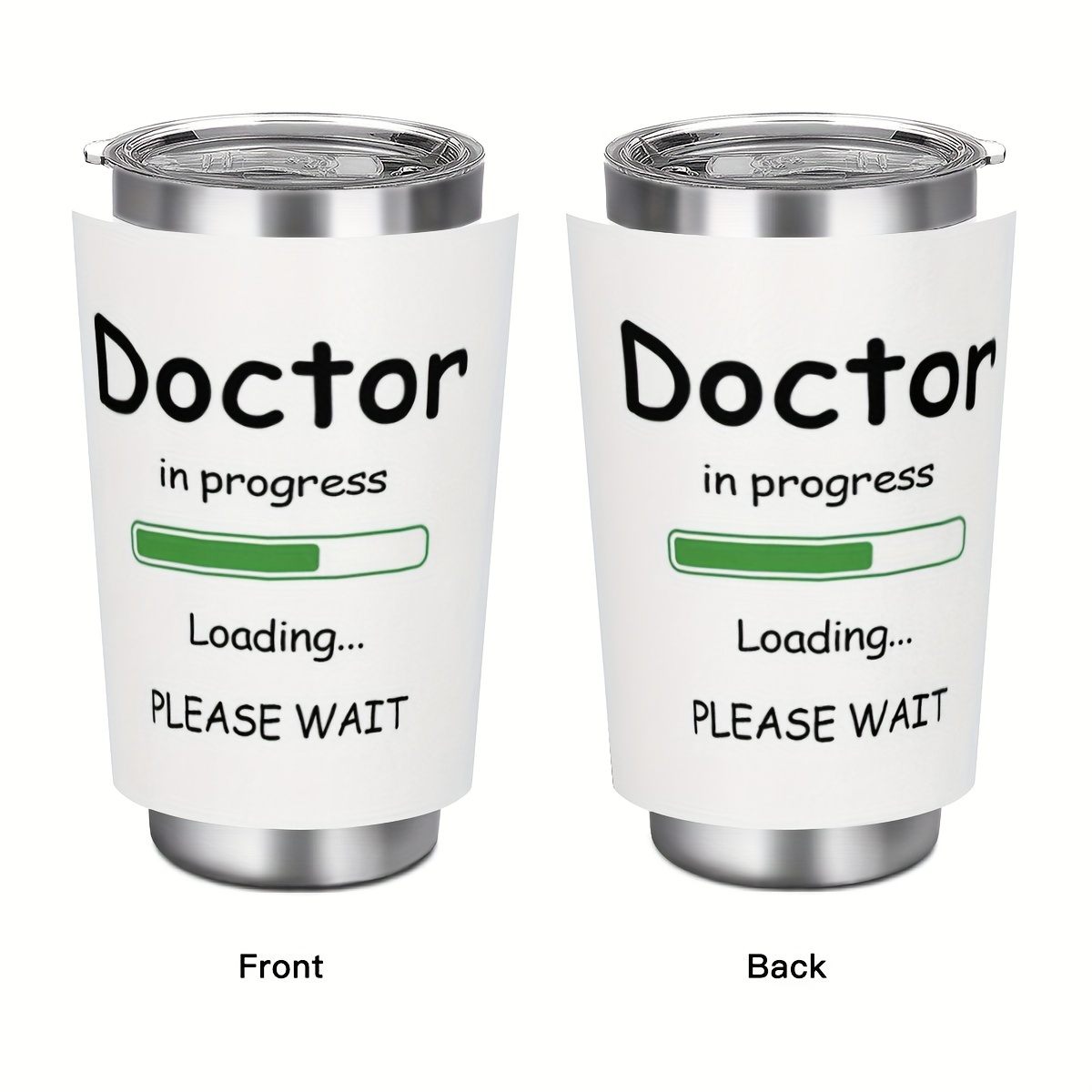 

1pc 20oz Doctor In Progress Stainless Steel Tumbler With Lid And Straw, Insulated Coffee Mug, Hand Wash Only, Reusable Multipurpose Cup For Hot And Cold Beverages