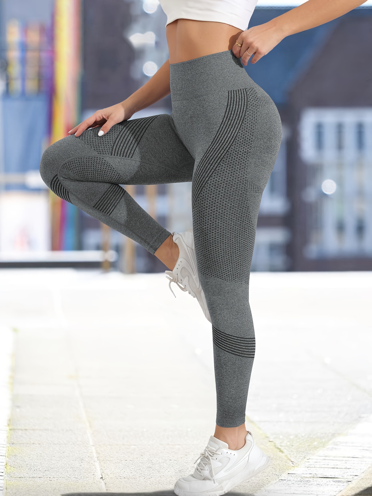 Gym Shark Women Gray XS Energy Seamless Cropped Active Leggings Yoga