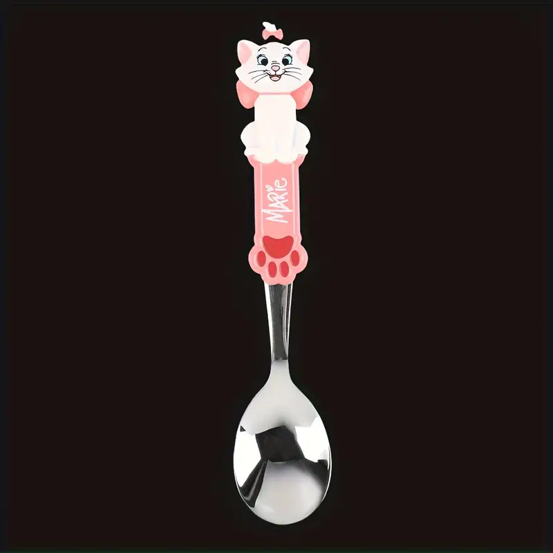 3pcs set of marie cutlery spoon fork boxe adorable stainless steel tableware portable reusable utensils western suitable for lunch camping workplace travel ideal gifts for Product details 3