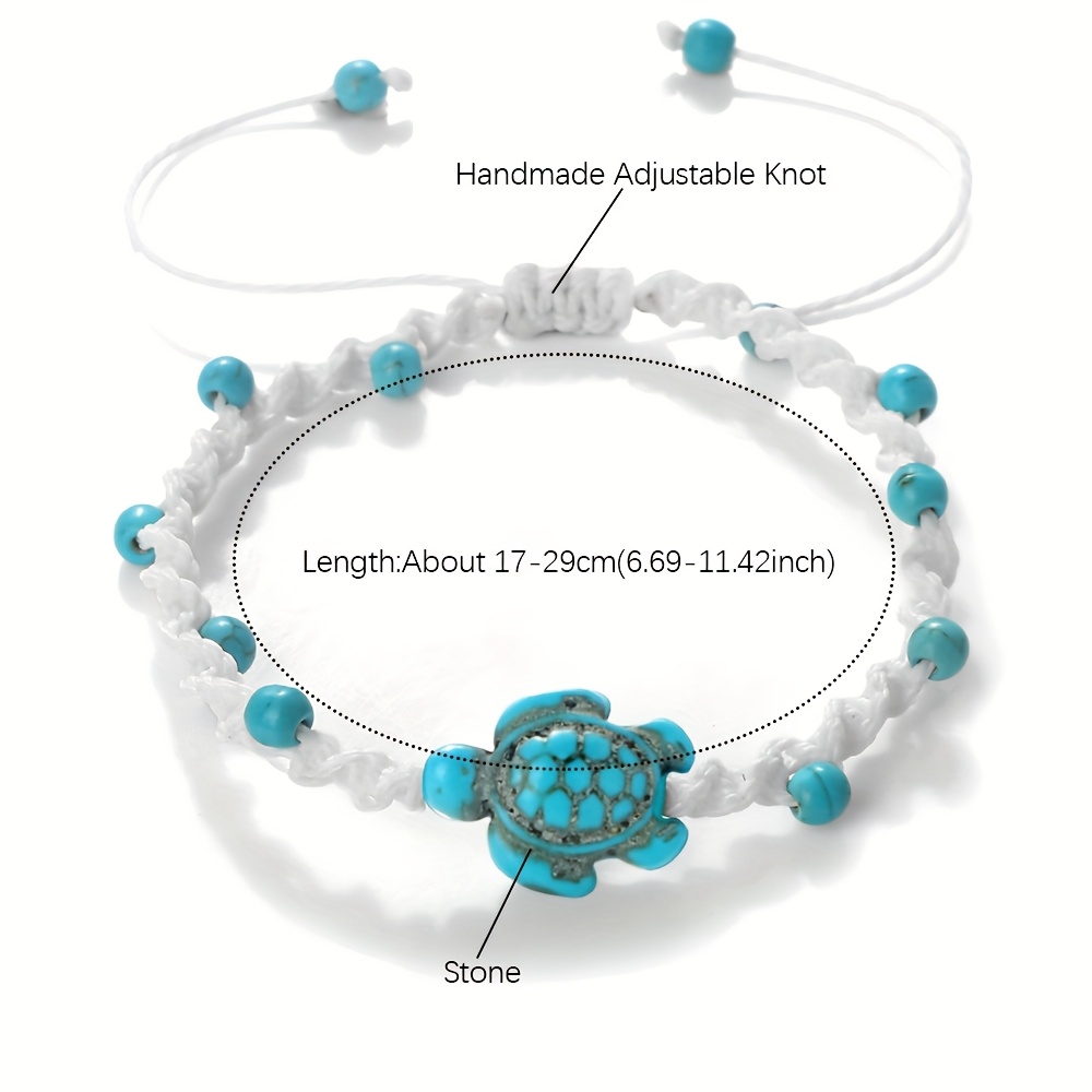Friendship Sea Turtle Bracelet with Turquoise Beads