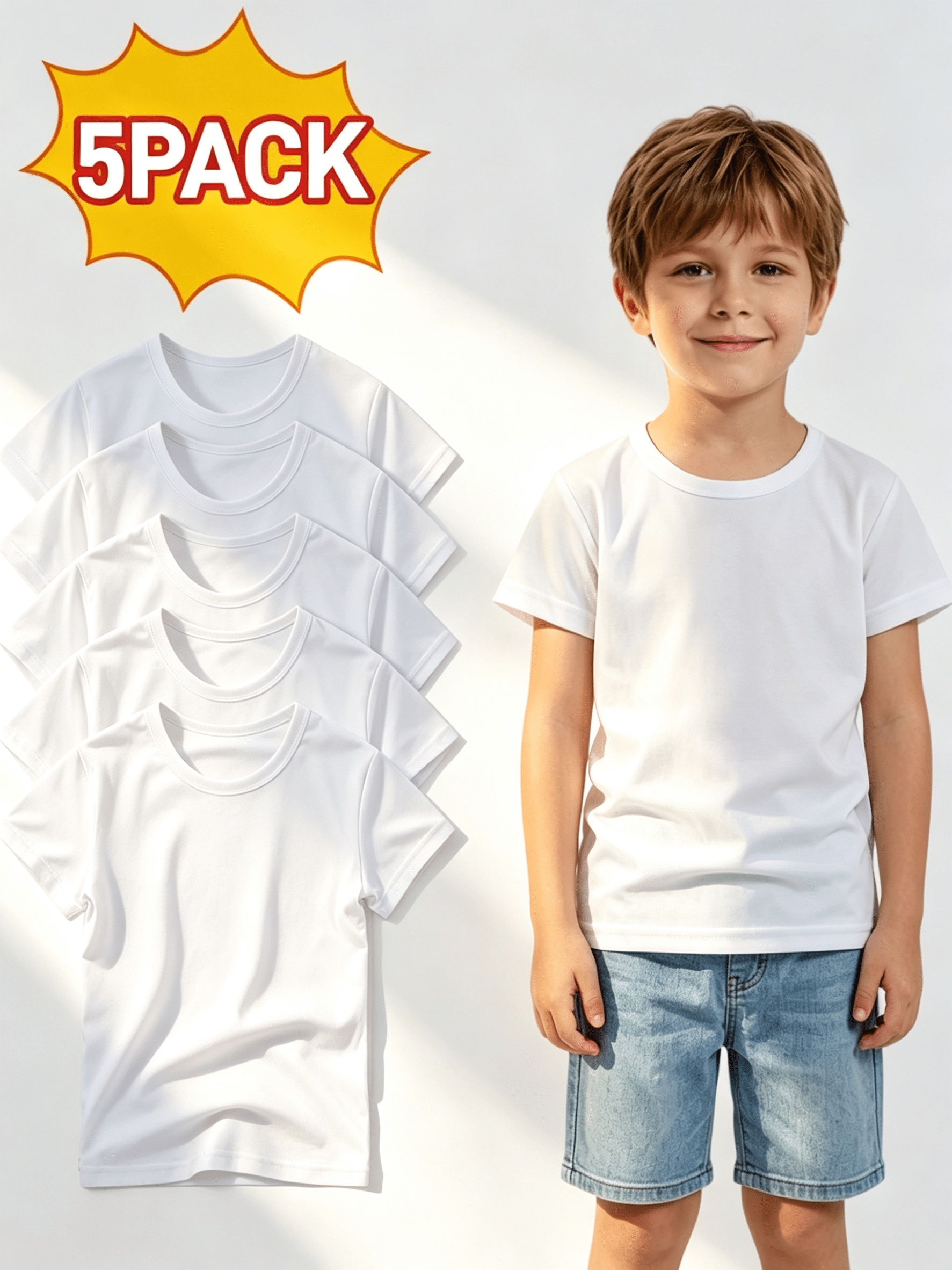 5 pc white kids t shirts unisex boys girls short sleeve tees for 4 16 years soft casual tops for summer fall