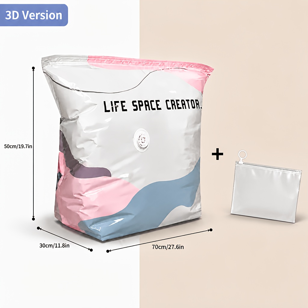 TEMU 2pcs Air-free Three-dimensional Vacuum Compression Storage Bag Set, S/l Sizes , For Clothes, Quilts, Down Jackets, Seasonal Organization. 1pc
