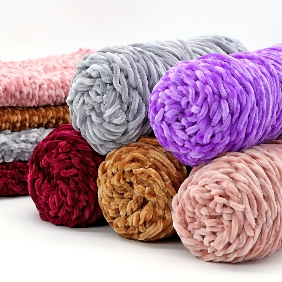 

5pcs 100g Chenille Yarn - Perfect For Crochet, Knitting, And Yarn Projects - Includes White, Red, Black, Beige, And Ivory Colors - Polyester Blend - 23cm/9in Length - 7cm/2.7in Diameter