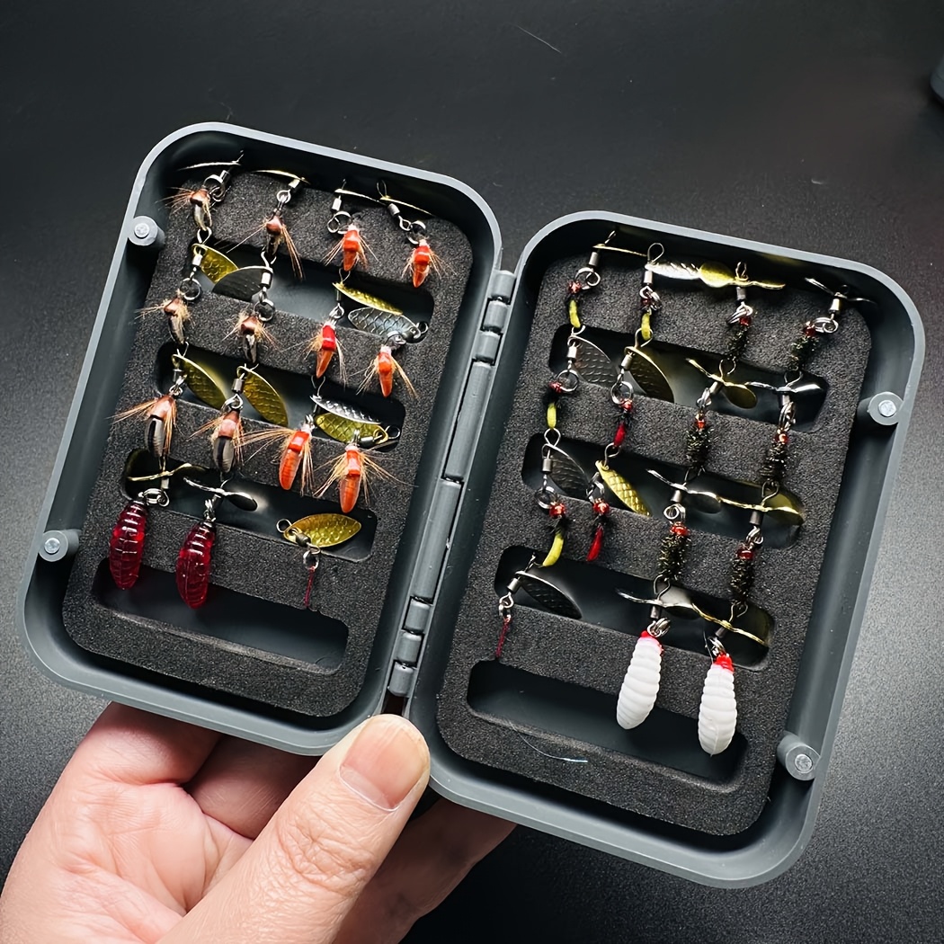 TEMU 30pcs Set Of Rotating Sequin Dry And Wet Flies, Including Streamers And Nymphs For Trout, Salmon, , And Steelhead. This Fly Fishing Kit Features