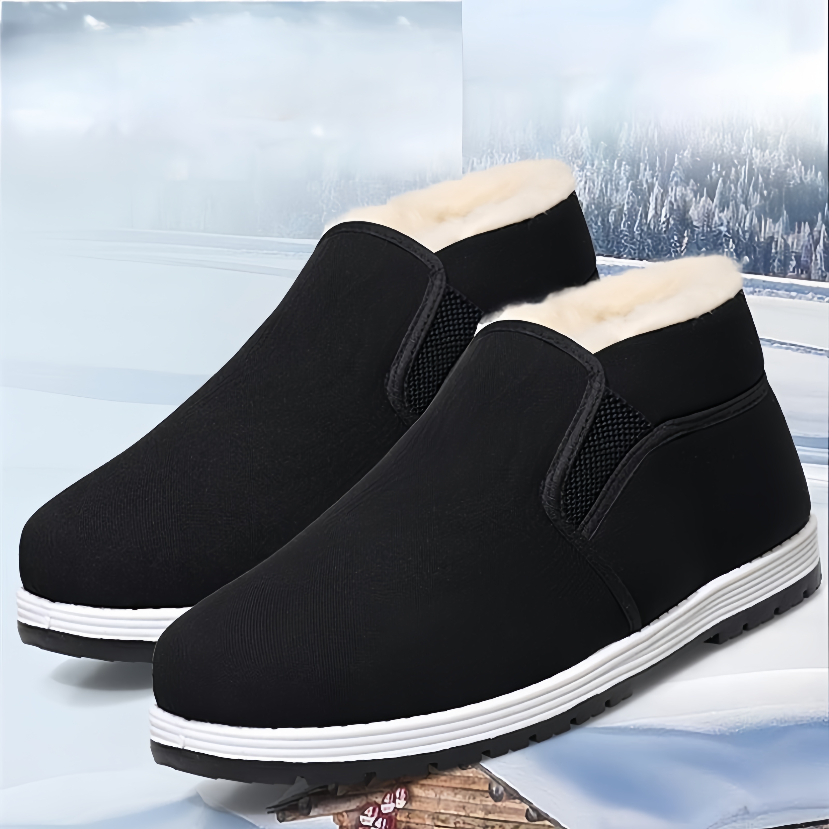 mens winter warm fleece lined slip on sneakers casual non slip   shoes for everyday outdoor activities details 8