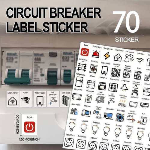 70 pack circuit breaker index label sticker set switch label stickers switch signs with practical patterns for easy identification of electrical box switch home identification stickers