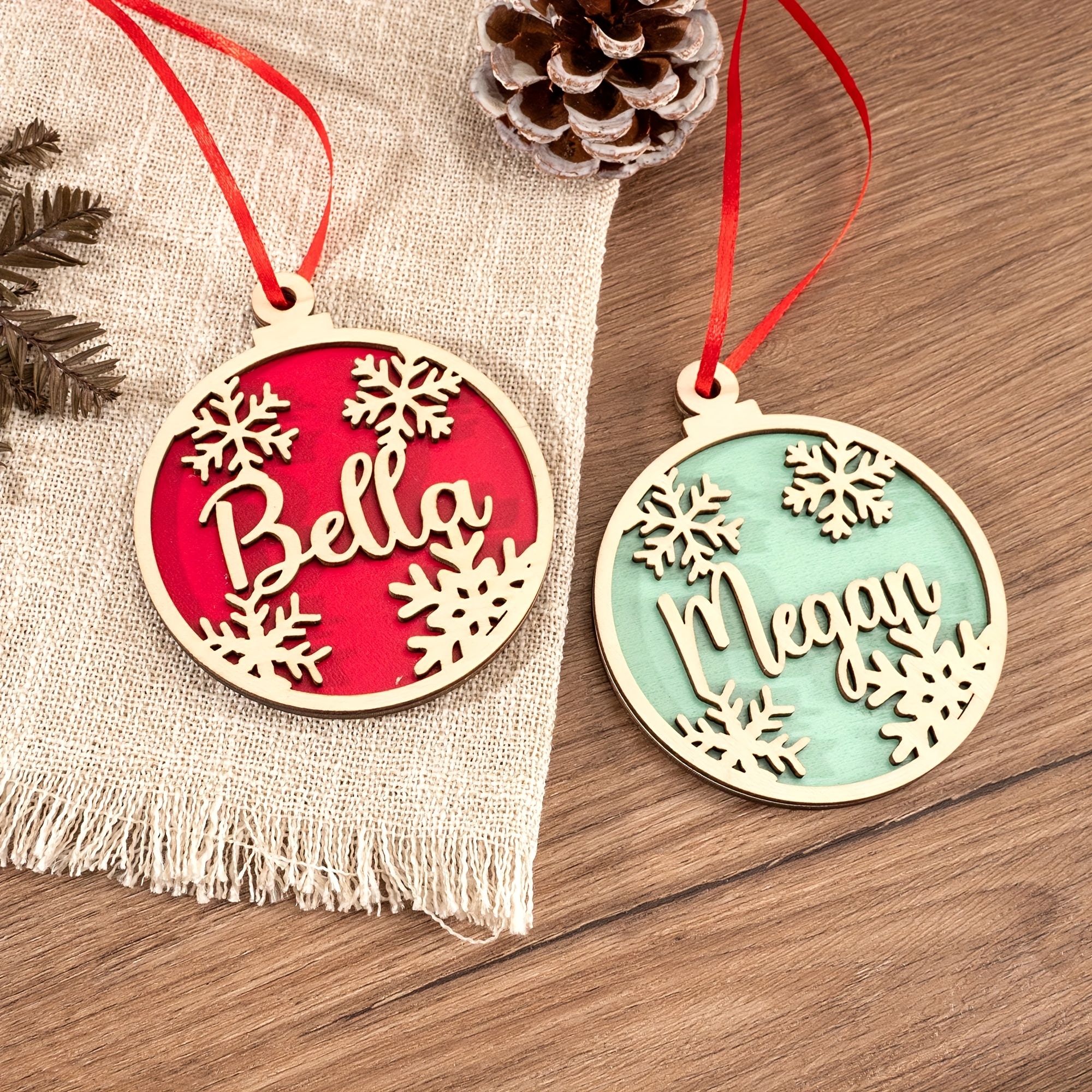 

2024 Christmas , Personalized Diy Wooden Christmas Decor, , Customizable Cut Decor, Women's ,