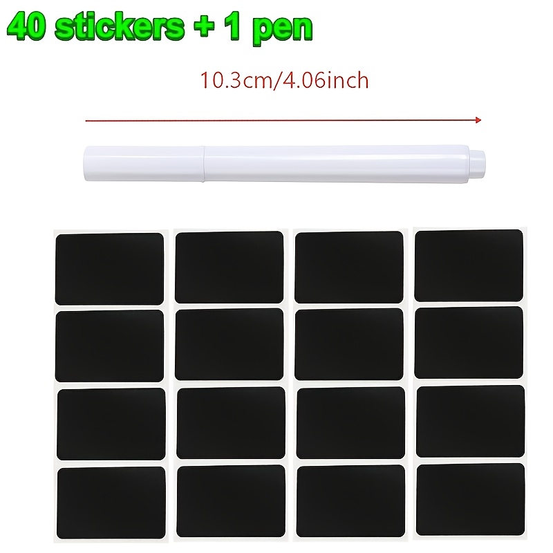 40 Stickers + 1 Pen Removable Writing Blackboard Sticker Label Home Kitchen Supplies