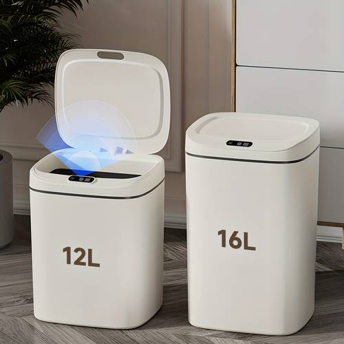 hands free smart trash can with motion sensor sealing lid odor blocking technology touchless operation for kitchen office bathroom trash bin with free trash bag fixing ring easy clean