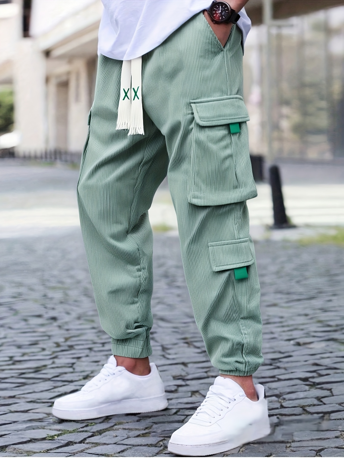 *'S Vintage-Inspired Corduroy Cargo Pants with Multiple Pockets  Drawstring Waist Thick, Versatile Long Pants for Fall/Winter, Casual  Travel We