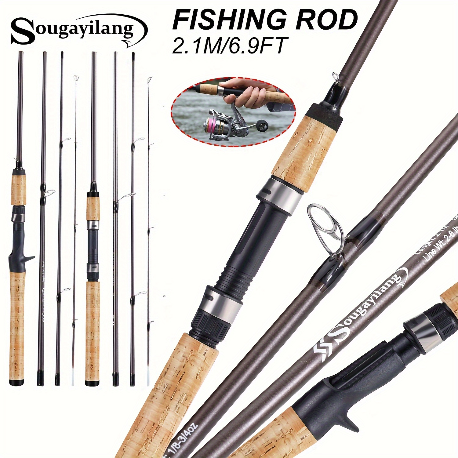 Fishing Poles Casting Fishing Combo Sections Carbon Fiber Fishing Rod  Baitcasting Reel Set Fishing Rod Caña De Pescar (Size : 1.8m and Left Hand)