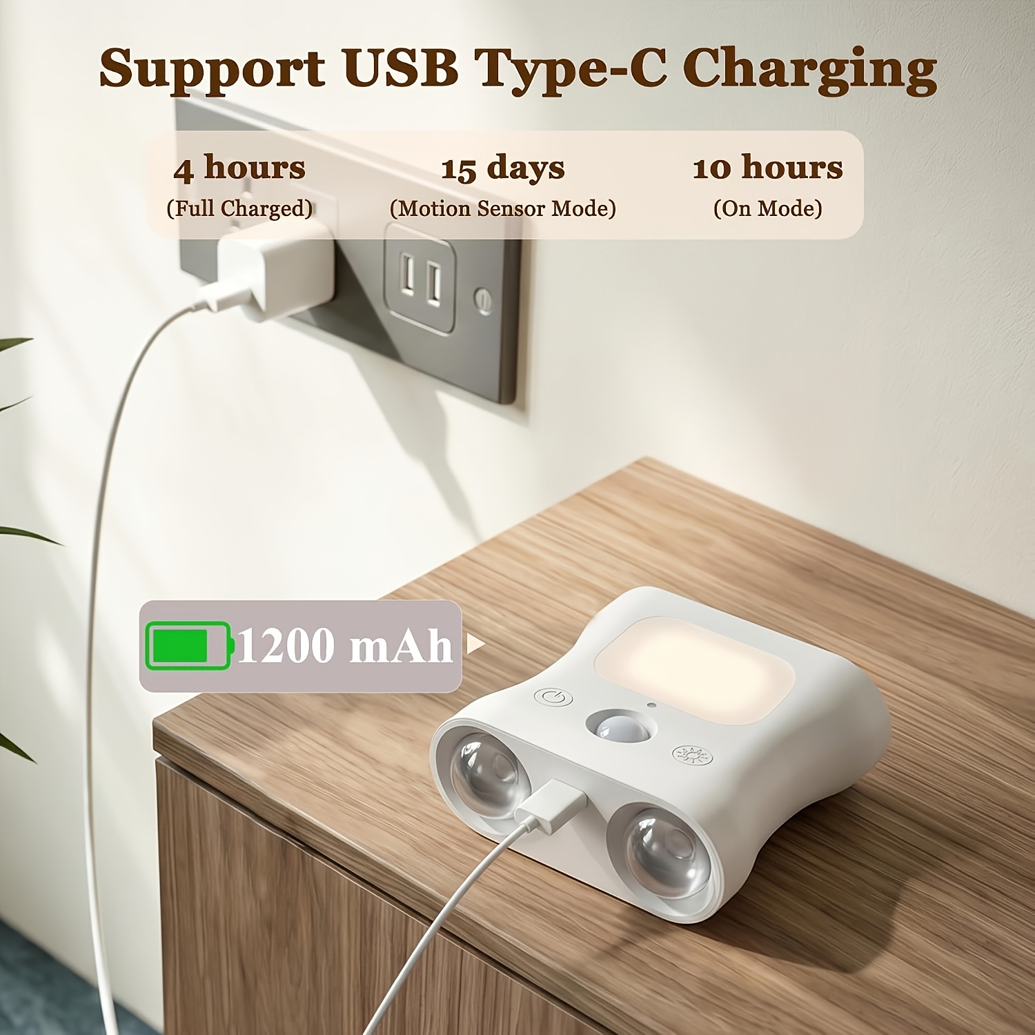 Motion Sensor Wall Lamp with Remote, USB Rechargeable LED Light