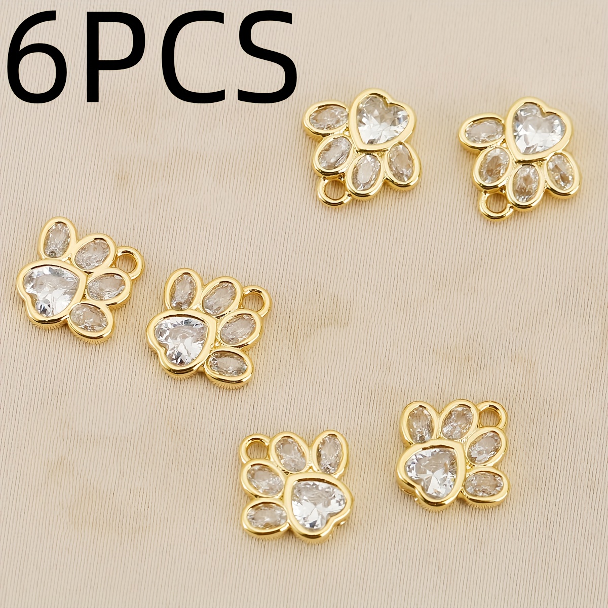 E-shop 6 Stück, Europäische und amerikanische Mode - Kupfer eingelegt mit Zirkonia - Exquisite kleine Hunde Pfoten Ketten Ornamente, Anhänger - Unisex