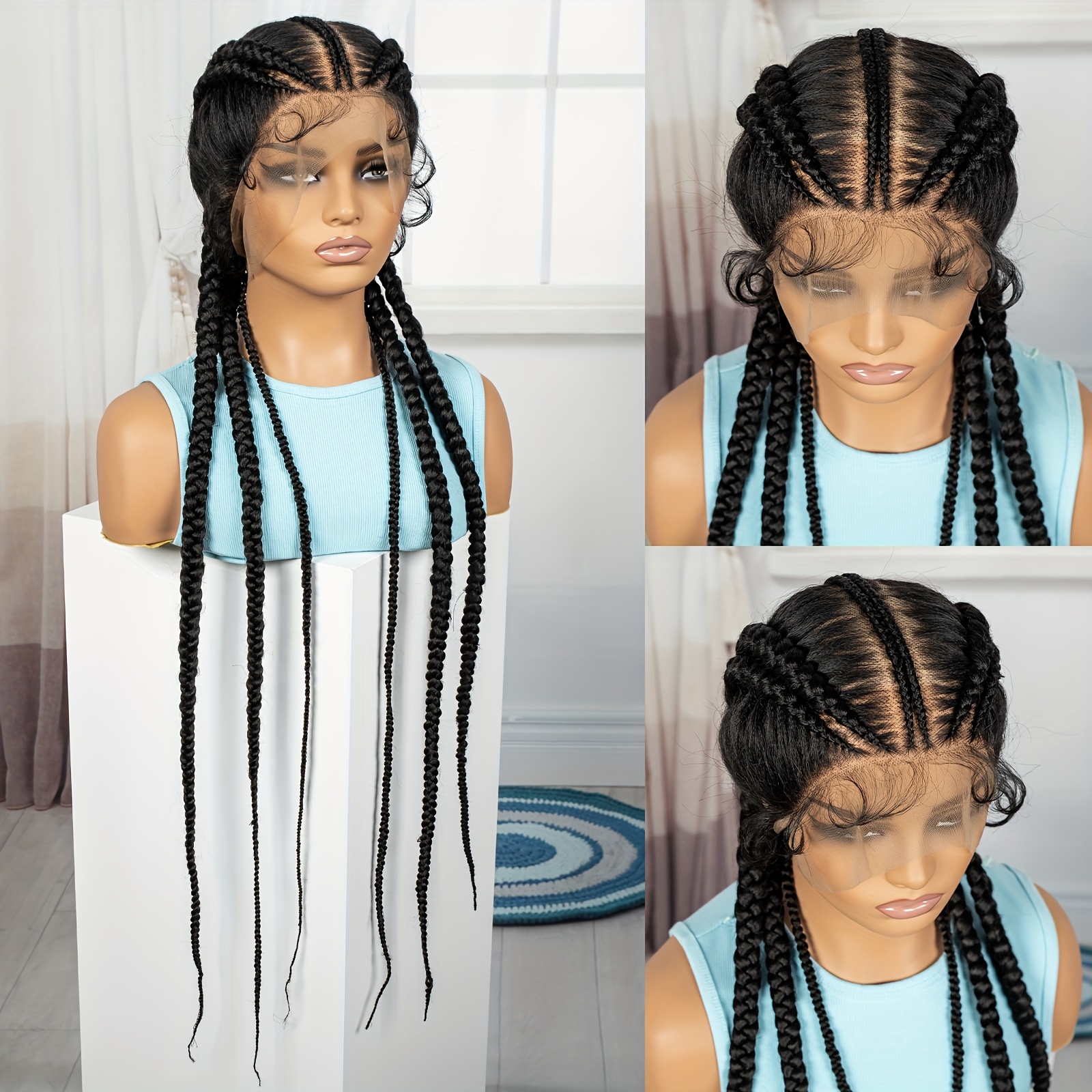 9*6 lace synthetic no-knot box braid wig cap - in multiple  display picture 1