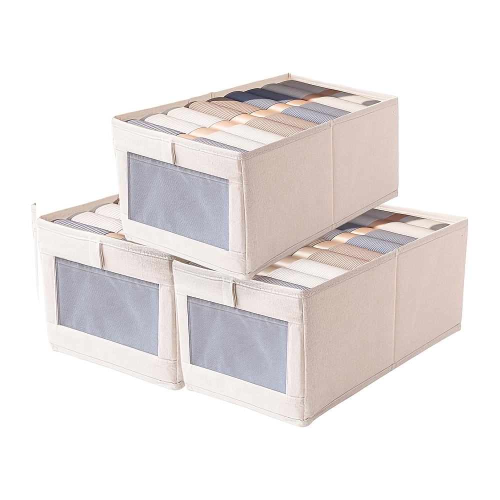 3 Foldable Fabric Storage Bins For Closets, Laundry Rooms,, Clothes, And Books, Shelf Baskets