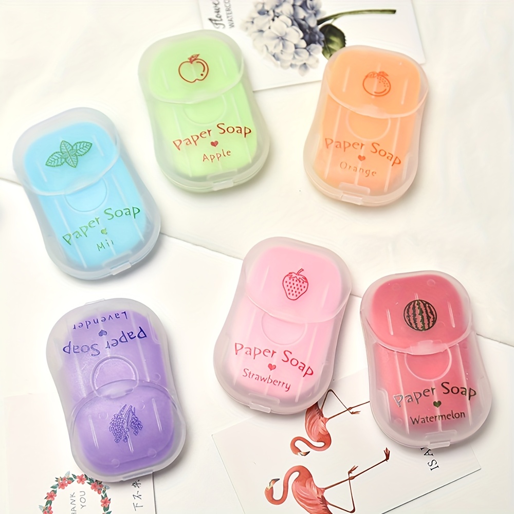 portable hand soap sheets for travel disposable alcohol free scented paper soap with watermelon flavor compact travel friendly cleansing solution for all light beige types multiple colors white pink   blue colorful soap cases singleuse packaging