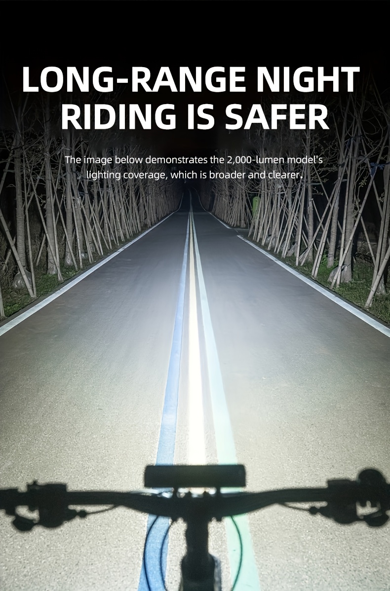 2000 bike light aluminum alloy bicycle headlight with power display usb c rechargeable led cycling light for night riding and cyclists night riding gear cycling accessories modern bike accessory durable construction battery bright bicycle light rechargeable headlight commuter cyclists Product details 5