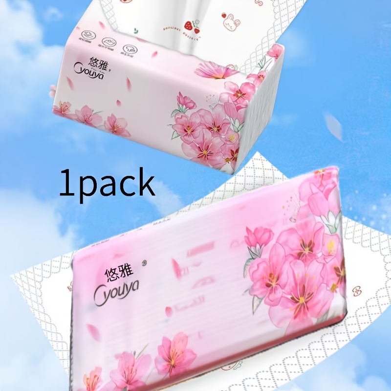 TEMU Pañuelos de papel gruesos de 6 capas, tamaño grande 180 x 145 mm, elegantes pañuelos florales, toallas de , pañuelos faciales, pueden ser
