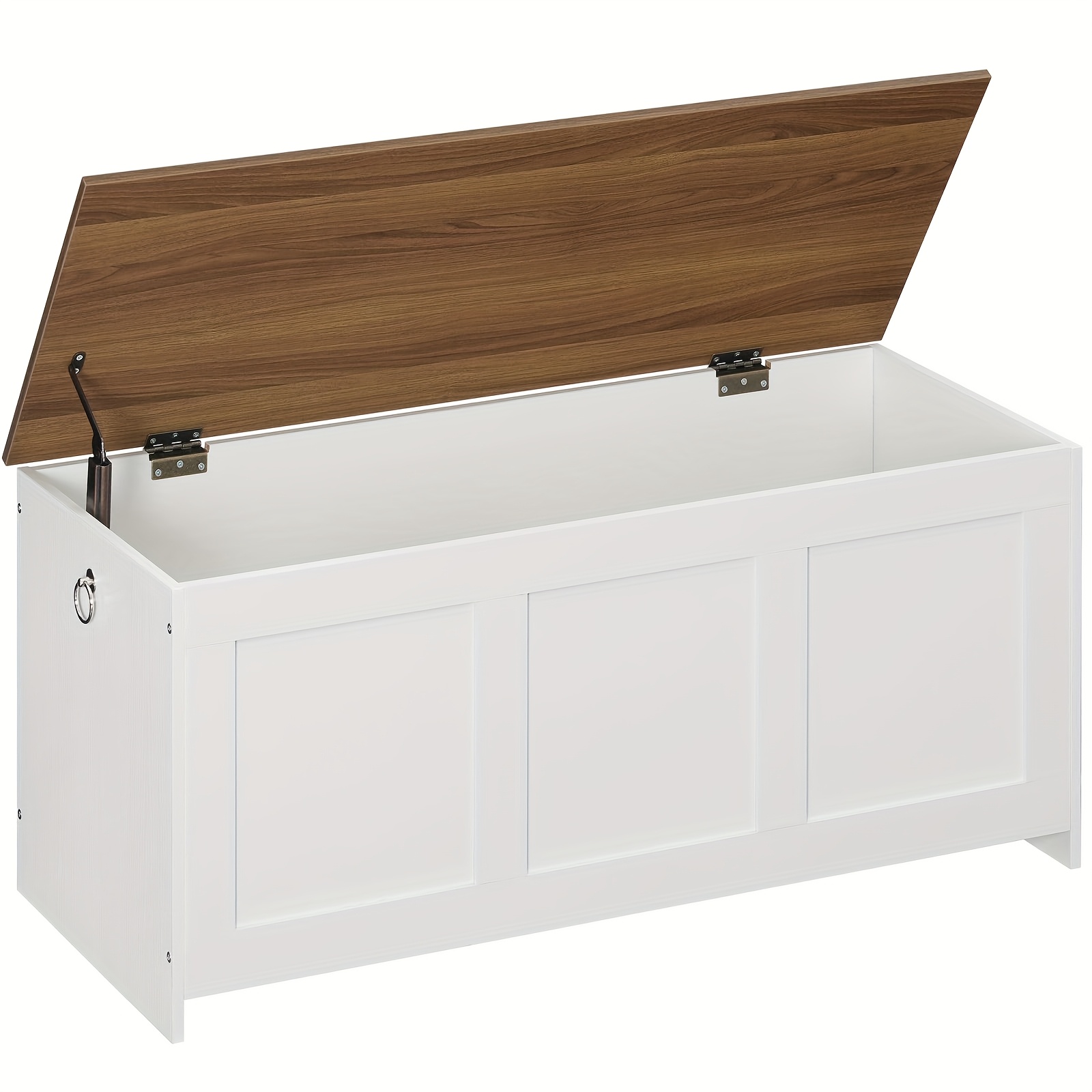 TEMU 100cm Storage Box, Cushion Storage Stool With Safety Hinge, Sundries Storage Box, Suitable For Entrance, Bedroom And Living Room, White And