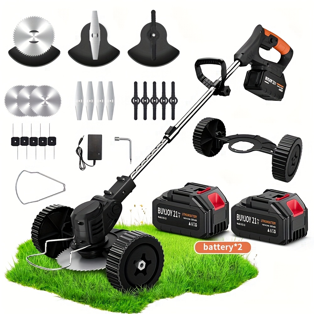 Electric Lawn Mower, Wireless Weeder Trimmer, Lawn Mowers with 1/2 Batteries,   Eater, Cordless String Trimmer with   Types Of  , 3-in-1 Lawn Mower, Light Lawn Trimmer/brush Cutter for Lawn And Garden, Father s Day Gift