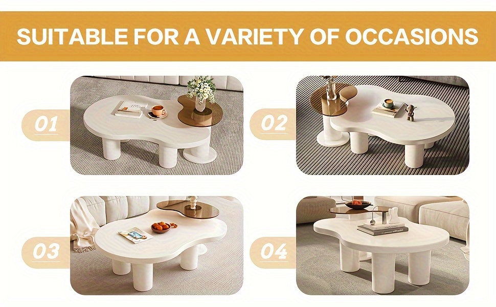 embedded 2pcs coffee table set tempered glass small edge table   coffee table milky white 2 in 1 modern coffee table suitable for coffee tables in living rooms and bedrooms small space easy to assemble details 4