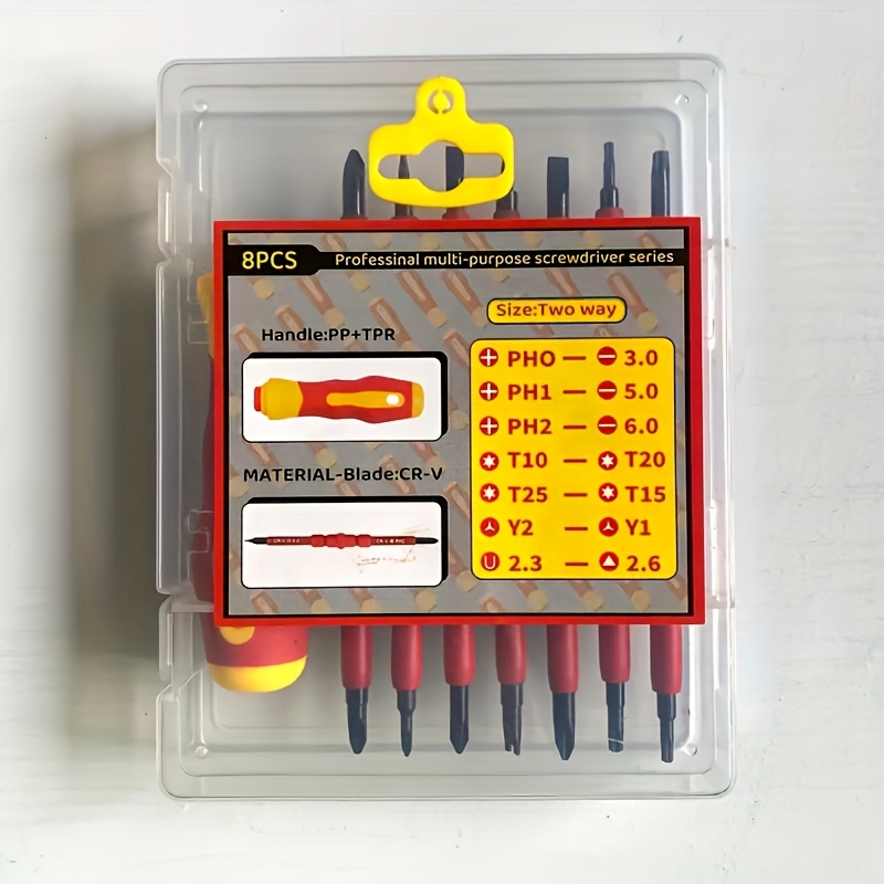 [  magnetic screwdriver set] double headed multi size manual tool set, 8pcs set of professional maintenance tools, anti slip handle+ , suitable for repairing tables, chairs, and   furniture Product details 8