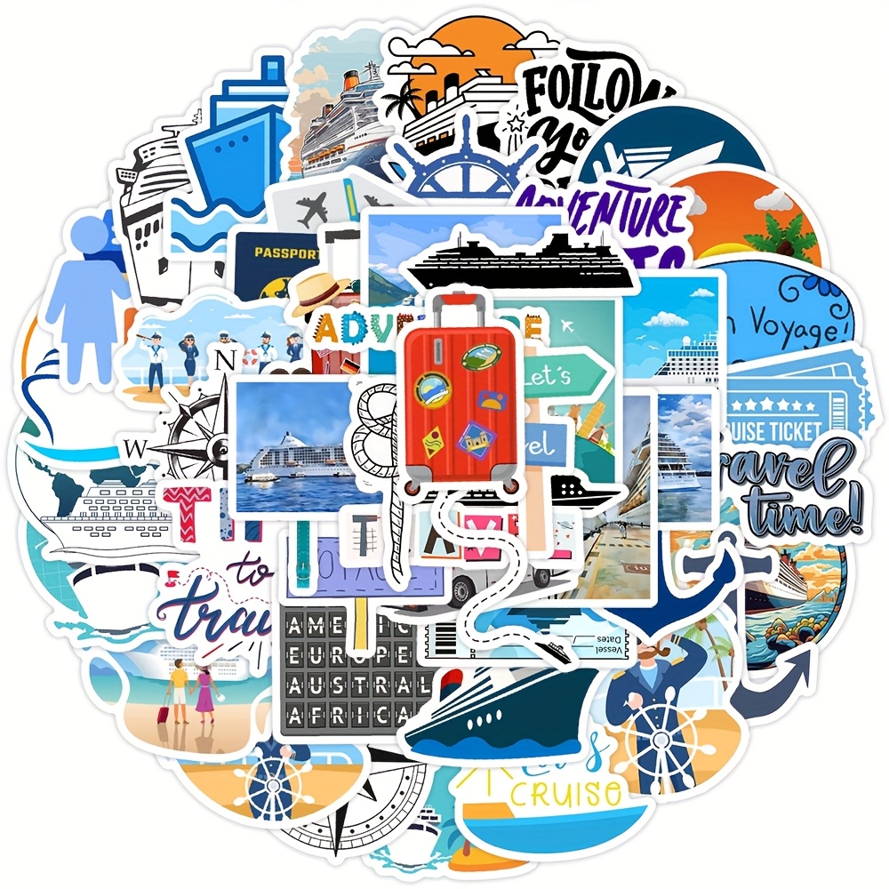Image of 50pcs Travel Stickers Aesthetic Stickers High Quality Stickers Decals , Journaling, Laptop, Bumper, Skateboard, Water Bottles, Computer, Phone Stickers Can Of Fun To , For Adults