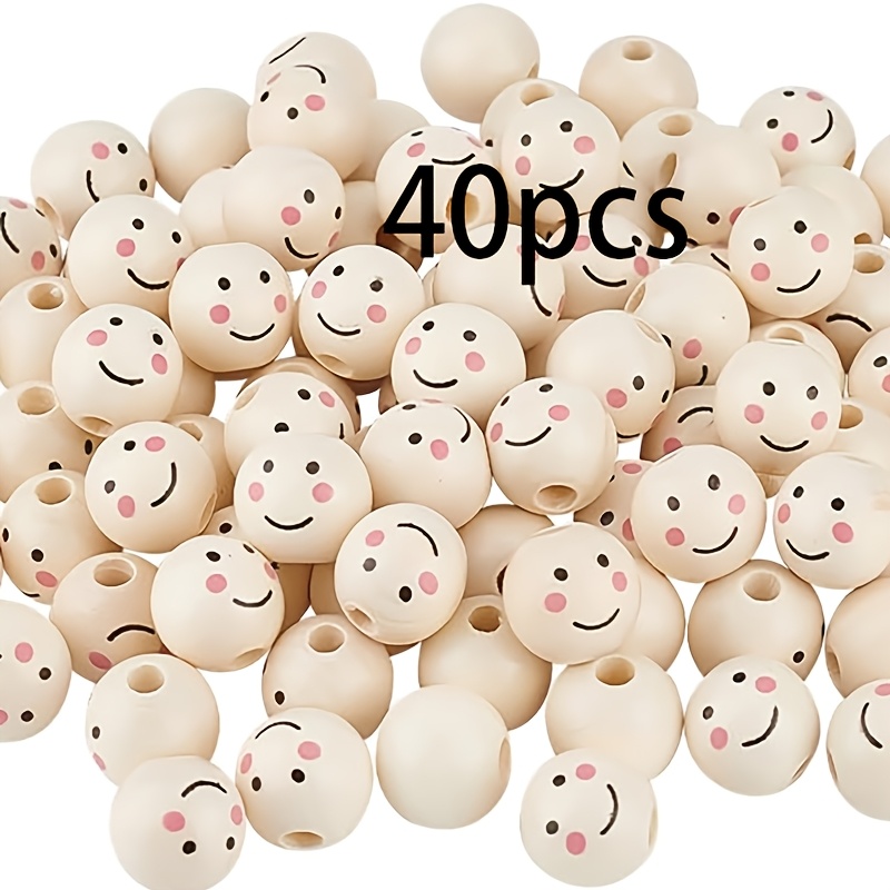 Image of 40 Wooden Beads, 25mm Wooden Bead Ball Head Beads With 4mm Hole , Wooden Loose Beads For Diy Decoration, Bracelets, Necklaces, Jewelry, Tassel Making (beads)