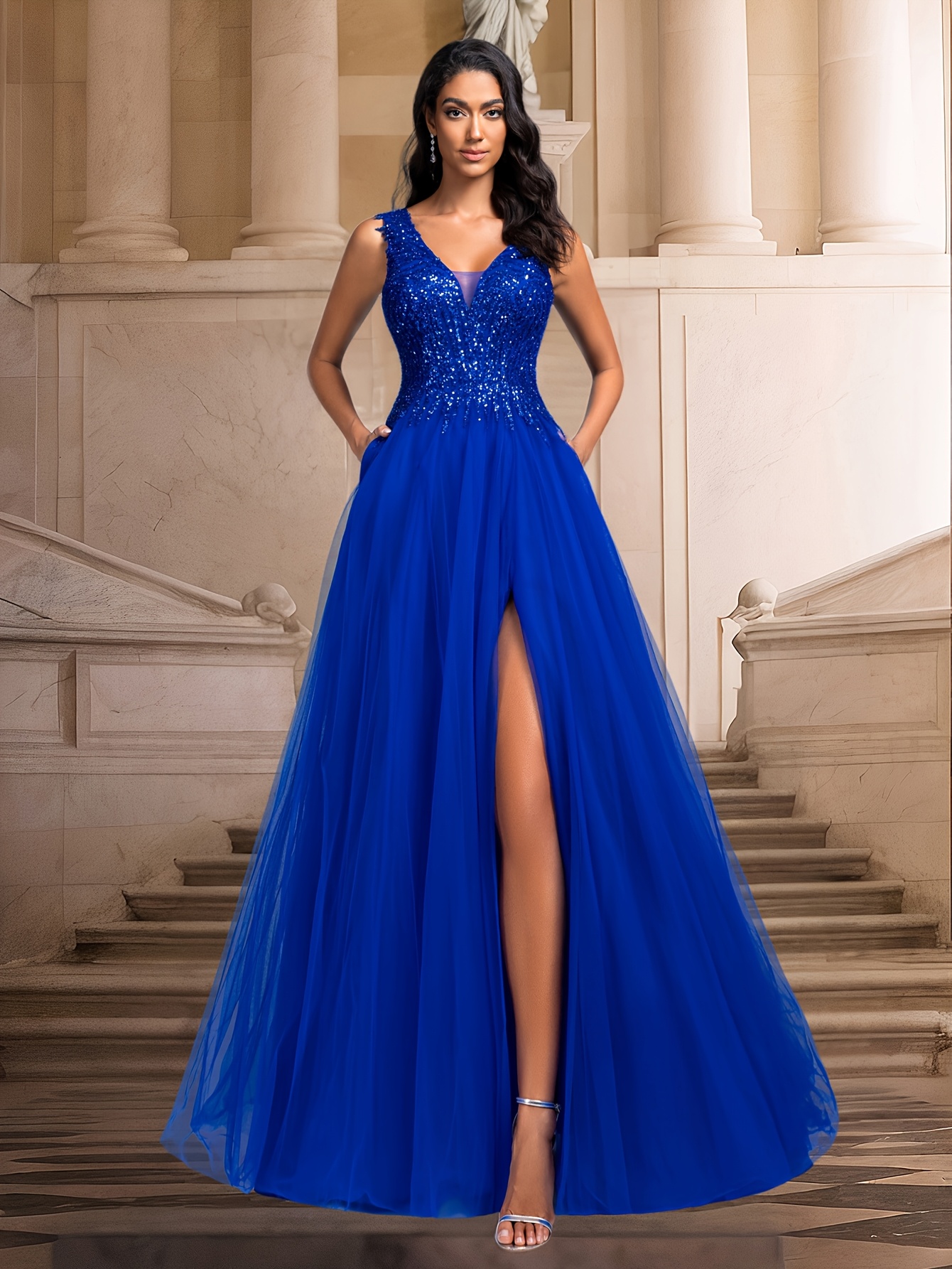 bridesmaid dresses temu Solid Color Cowl Neck Spaghetti Strap Bridesmaid Dress Elegant Dress