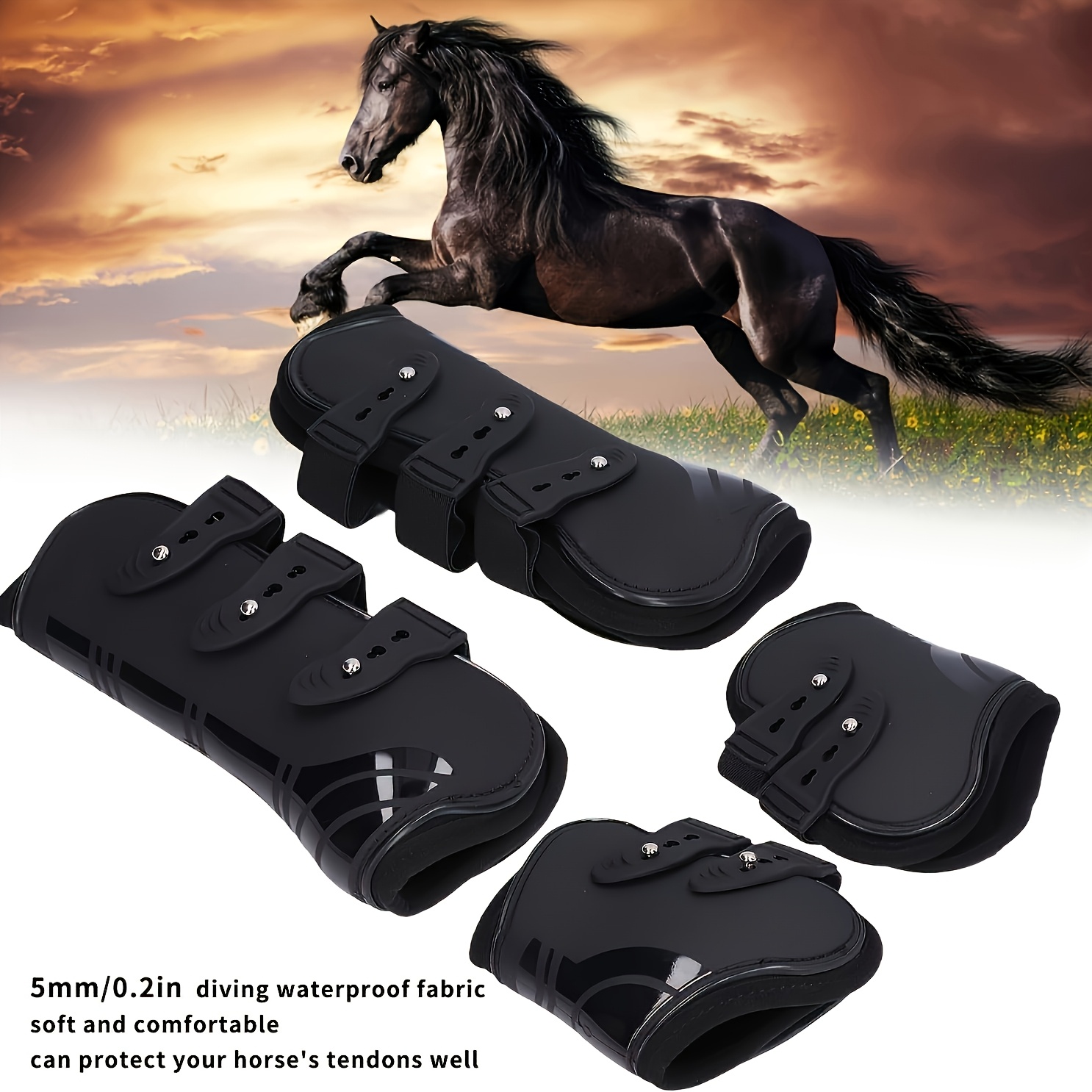 

4pcs/set High-quality Tendon Boots, Suitable For Front And Legs, Waterproof Fabric, Provide And Support For Your Tendons