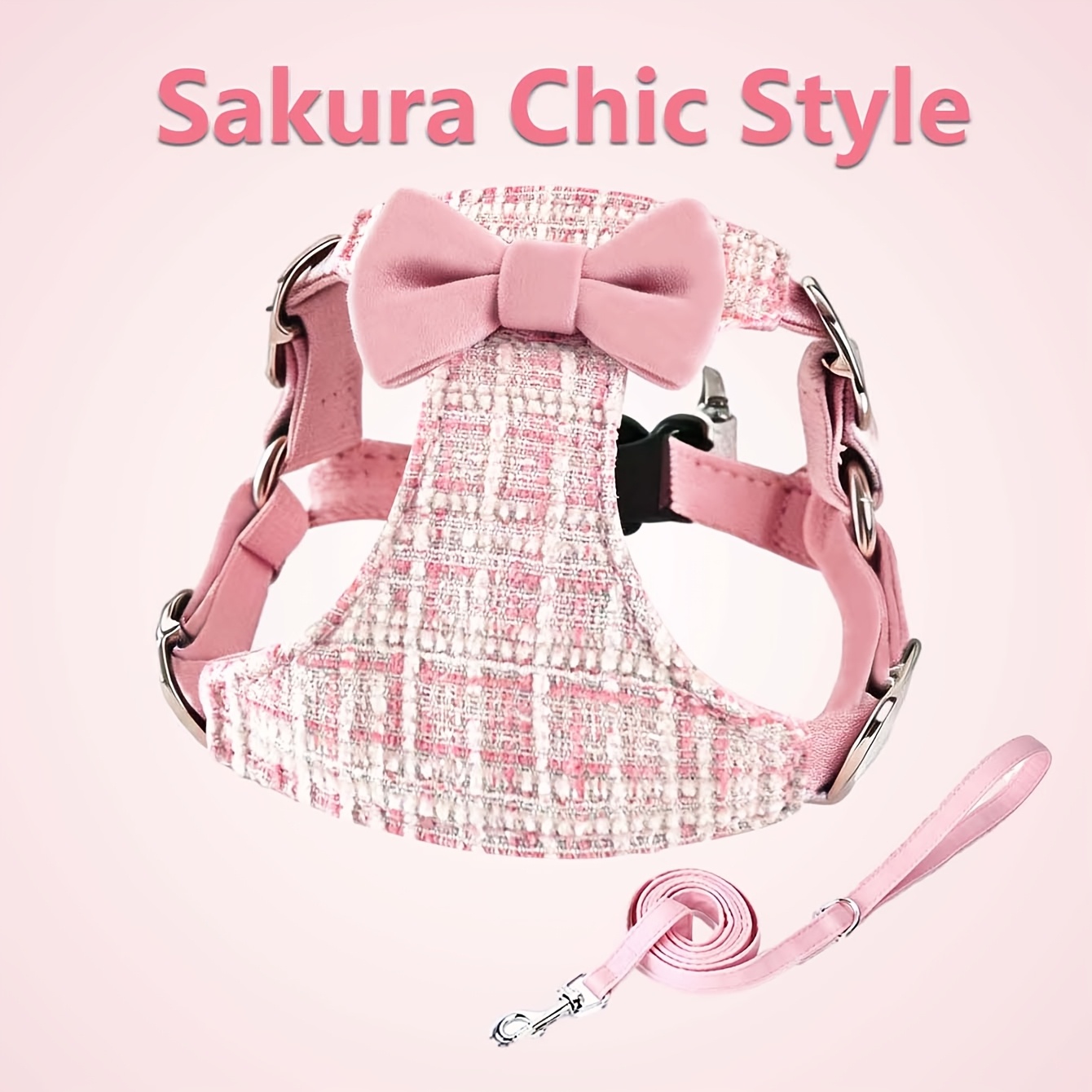 TEMU Dh014 Polyester Harness For Small To Medium Dogs And Cats, With 1.5-meter Leash, Soft And Breathable Fabric, Adjustable And Lightweight,