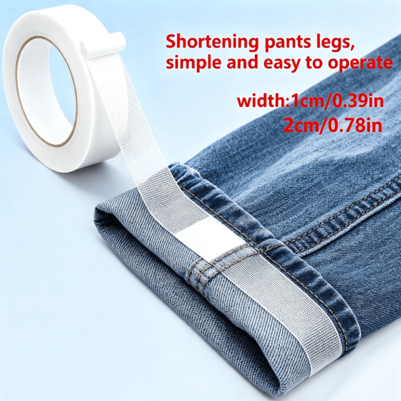 TEMU 2 Rolls White Self-adhesive No-iron No-sew Tape Suitable For Clothing Repair, Pants Cover-up, Carpets & Diy - Transparent High Quality
