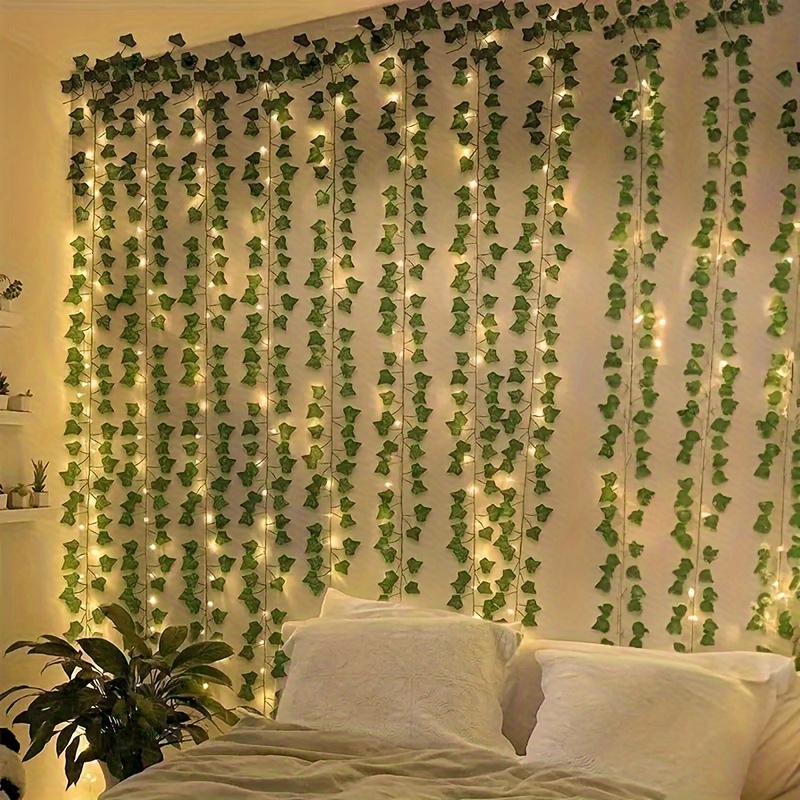 *. Knstliche Efeu Blatt Pflanze mit 3X1M/9.84Ft X 3.28Ft 100 LED  Lichterkette, USB Stecker * Pflanzen Ranken Hngende Girlande, Hngend fr  Wand Party Hochzeit Zimmer Home Kche Indoor ...