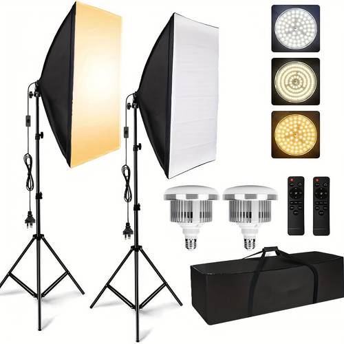 photography softbox lighting kit 2x 85w 3200k dimmable led softbox continuous equipment for portrait product fashion shooting