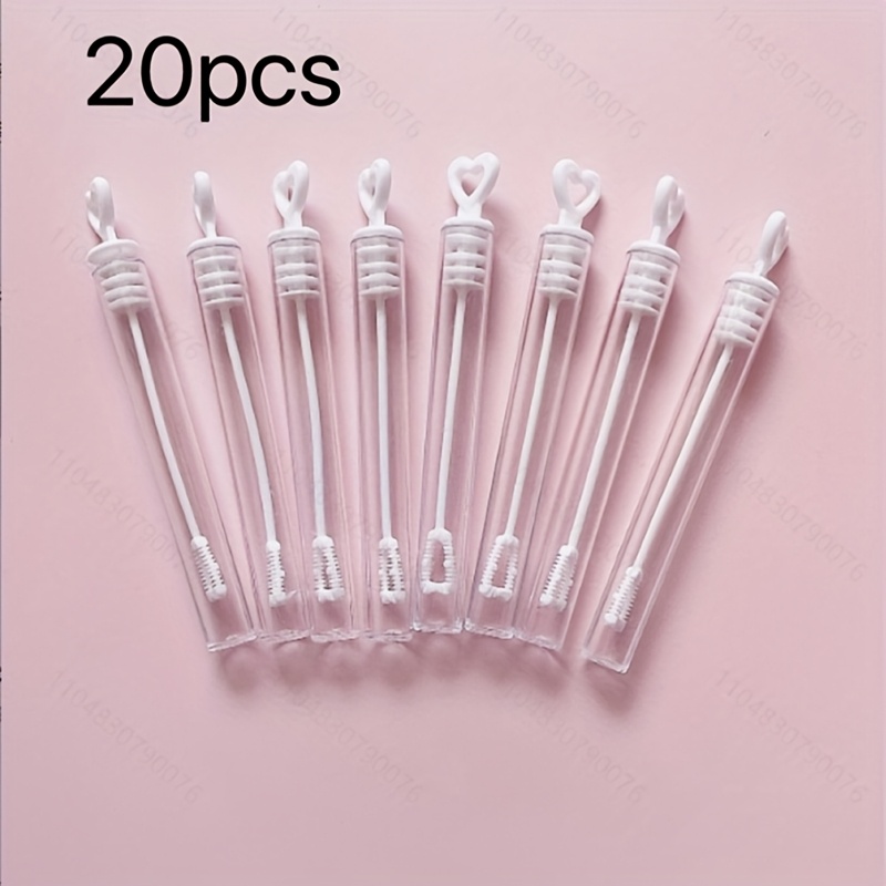 Image of Gift For Her/him 20pcs White Heart-shaped Bubble Wands Without Liquid, Perfect For Romantic Weddings, Showers, And Party Gifts, Empty Bubble Wands, Halloween, Christmas
