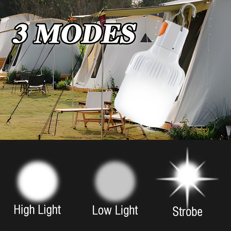 1pc Portable LED Fishing Bulb,Searchlight with Hook for Travel Adventure,Climb Mountains,USB Rechargeable Camping Tent Lantern,Handheld Emergency Floodlight Lamp for Outdoor Travel