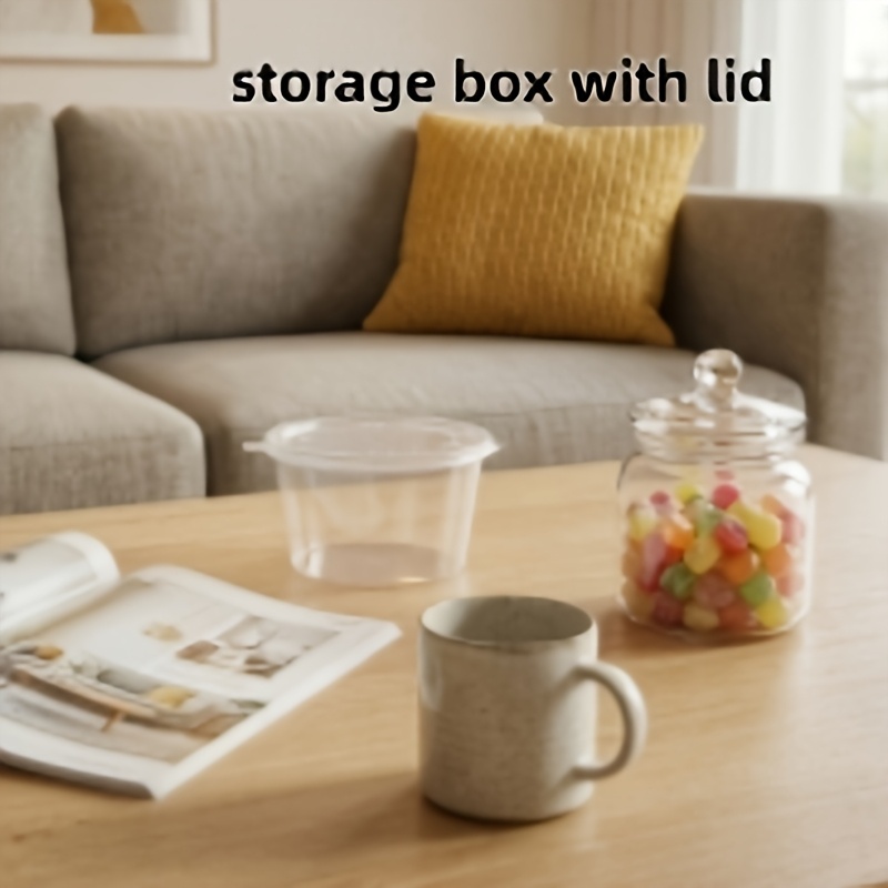 Transparent Plastic Storage Box with Lid, Stackable Organizer