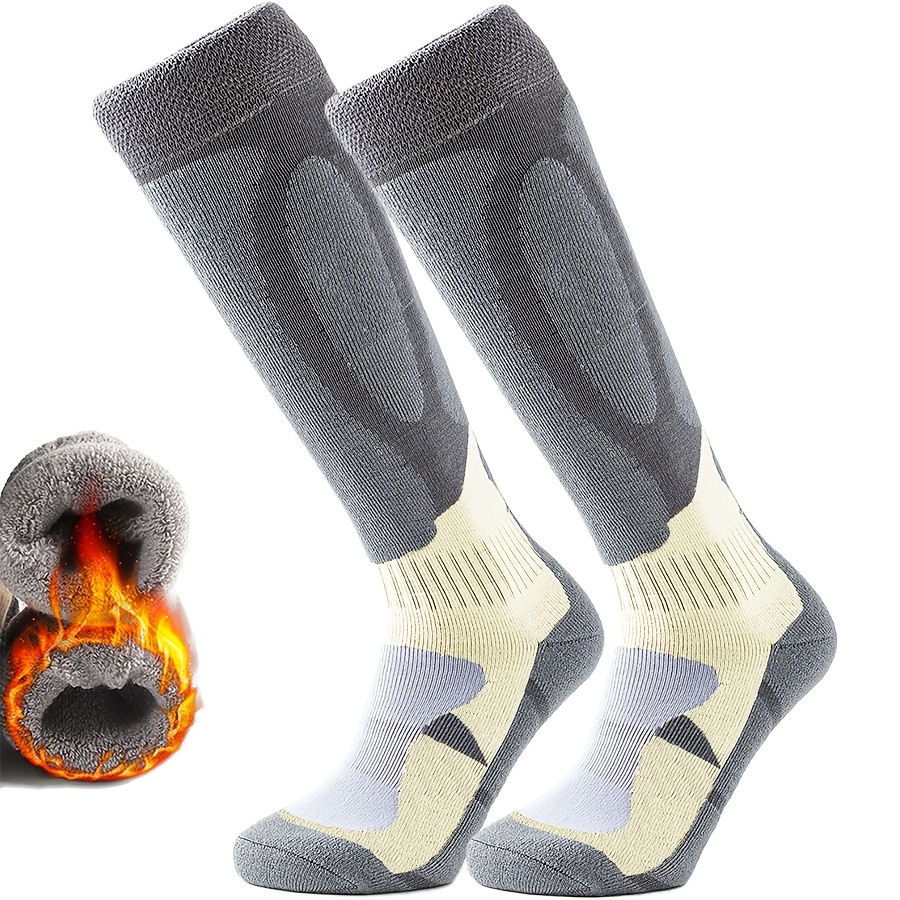 TEMU Une paire de chaussettes thermiques d'hiver pour et le snowboard, convient aux hommes et aux femmes, conçues pour les sports de et la randonnée,