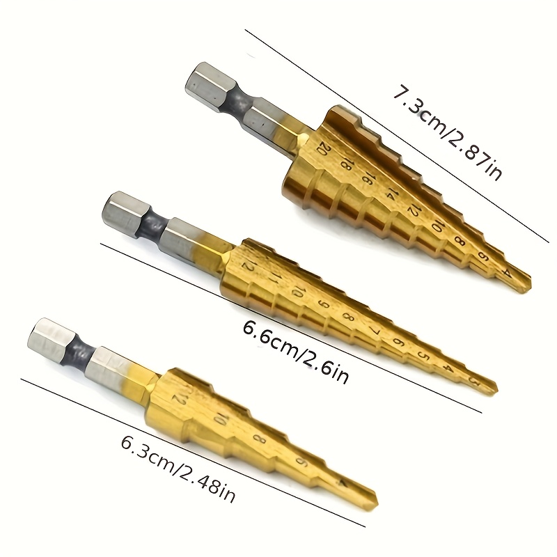 TEMU 3pcs Hss Cobalt Multiple Hole 50 Sizes Step Drill Bit Set, Drill Bit Set, Cobalt Drill Bit Set