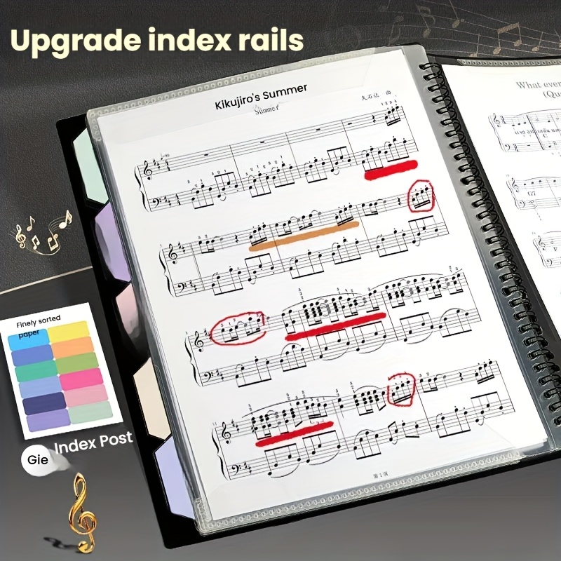 a4 non-reflective   that allows for the insertion of transparent sheets for piano scores, suitable for music and art practice. 0