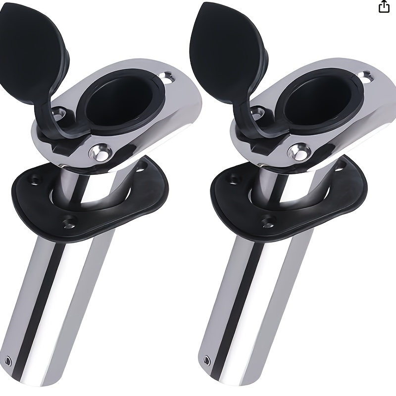 2pcs Flush Mount Fishing Rod Holders with Cap Liner Gasket, Adjustable Angles