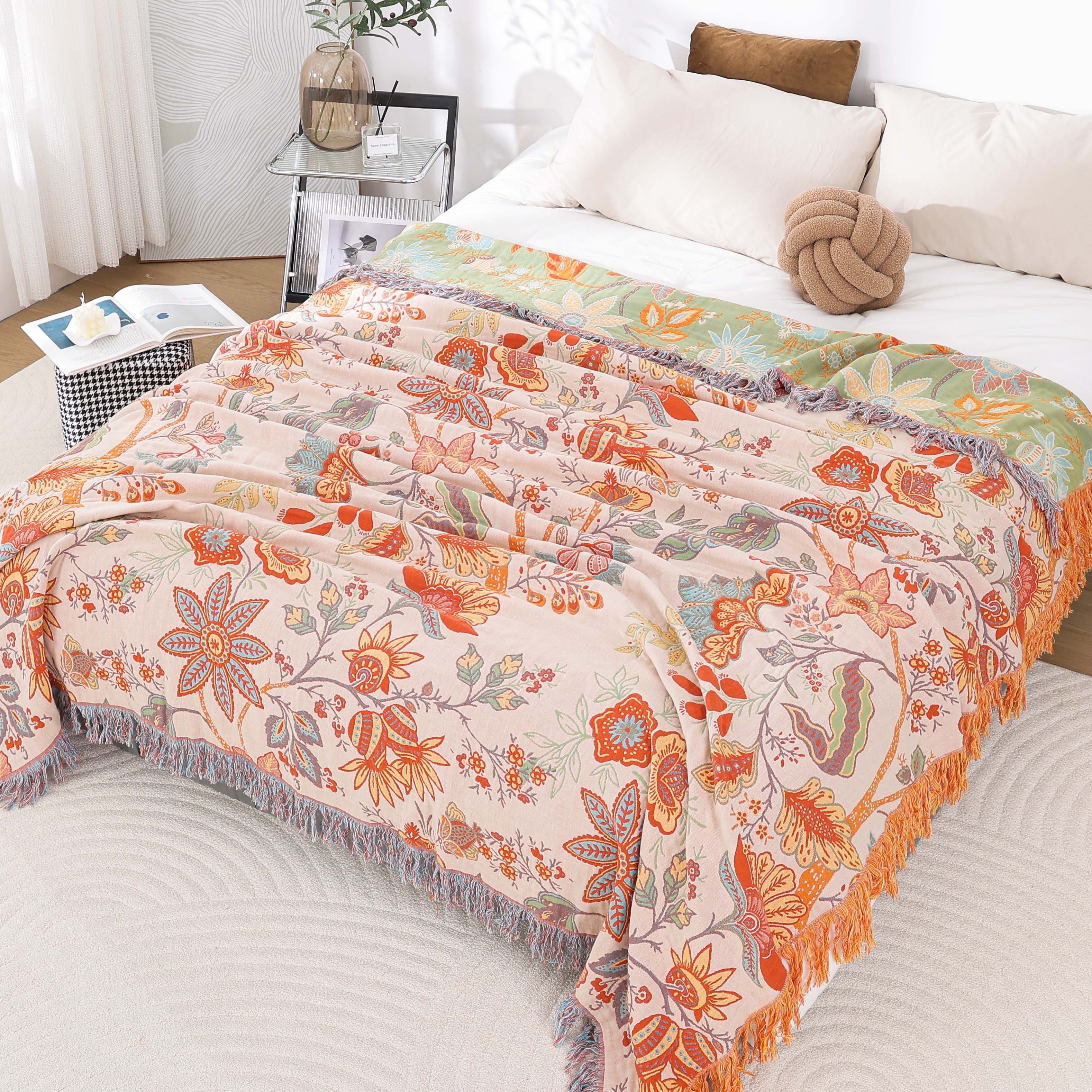 Jacquard Single And Double Cotton Blanket, Tassel Sofa Towel, Nap Leisure Blanket, Summer , Multi-functional Blanket