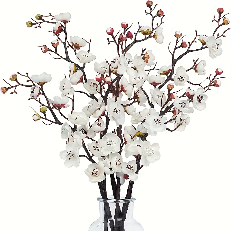 

3pcs Artificial Flowers Plum , Long Stem Branch For Vase Arrangements, Wedding Decoration, Accessories Flower Arrangement For Home Office Party Decoration