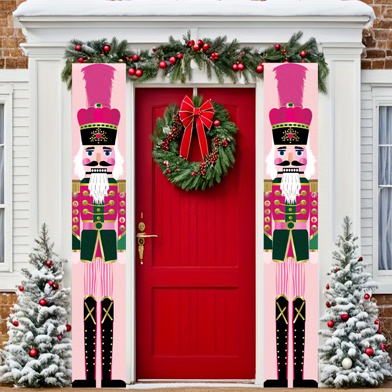 

Hego Deluxe Pink Nutcracker Christmas Porch Signs - 1 Set Of 2 Banners, Indoor & Outdoor Holiday Decor, Wall Hanging For Front Door, , Or Garage