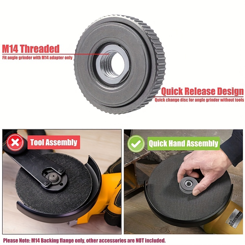 M14 Angle Grinder Quick-Release Lock Plate - Self-Locking, Easy Clamp & Release Nut for Secure Chuck Attachment, Durable #45 Steel Industrial Hardware Accessory